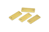 Brass Rectangle Bar, 10 Raw Brass Rectangle Stamping Blanks with 2 Holes, Necklace Pendants (20x8x0.80mm) A0813