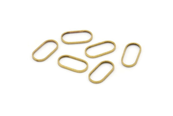 Oval Brass Charm, 50 Raw Brass Oval Connectors (12x6mm) Bs 1171 N0582