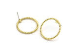 Brass Circle Earring, 4 Raw Brass Circle Stud Earrings (23x2mm) N1695