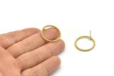 Brass Circle Earring, 4 Raw Brass Circle Stud Earrings (23x2mm) N1695