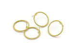 Brass Circle Earring, 4 Raw Brass Circle Stud Earrings (23x2mm) N1695