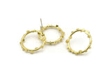 Brass Circle Earring, 2 Raw Brass Circle Stud Earrings (25x2mm) N1699