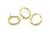 Brass Circle Earring, 2 Raw Brass Circle Stud Earrings (25x2mm) N1699