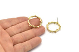 Brass Circle Earring, 2 Raw Brass Circle Stud Earrings (25x2mm) N1699
