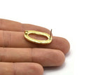 Brass Oval Earring, 2 Hammered Raw Brass Oval Stud Earrings With 1 Loop (26x14x2mm) N1705