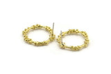 Brass Circle Earring, 2 Raw Brass Circle Stud Earrings (27x3mm) N1698