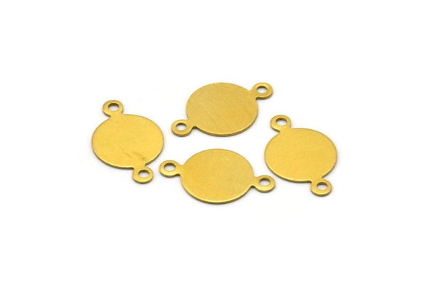 Brass Tag Connector, Raw Brass Cabochon Tags, Stamping Tags, Round Connectors (10mm) N0505