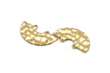 Semi Circle Charm, 2 Gold Plated Brass Hammered Semi Circle Charm Pendants With 2 Holes (35x20x0.80mm) D900