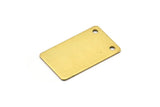 Brass Rectangle Bar, 6 Raw Brass Rectangle Stamping Blanks, Pendants with 2 Holes (30x18x0.80mm)   D0260--Y021