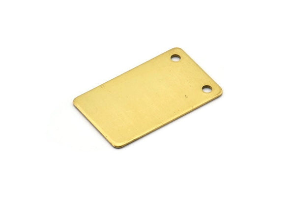 Brass Rectangle Bar, 6 Raw Brass Rectangle Stamping Blanks, Pendants with 2 Holes (30x18x0.80mm)   D0260--Y021