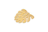 Gold Monstera Charm, 6 Gold Plated Brass Monstera Leaf Charms With 1 Loop, Pendants, Earrings, Findings (21x22x0.5mm) D0706 Q0753