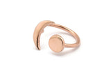 Universe Cosmos Ring, 925 Silver Rose Gold Plated, 925 Silver Gold Plated Moon And Planet Rings - Round Cabochon Size: 8mm N0084