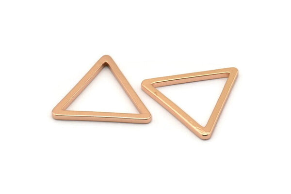 Rose Gold Triangle, 2 Rose Gold Plated Brass Triangle Rings, Rose Gold Charms (27x2mm) D0014 Q0300
