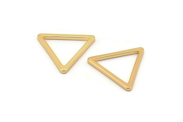 Gold Triangle, 2 Gold Plated Brass Triangle Rings, Gold Charms (27x2mm) D0014 Q0300