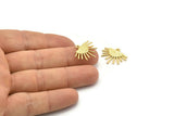 Sun Ethnic Pendant, 4 Gold Plated Brass Sun Ethnic Pendants With 1 Loop, Findings, Charms (20x17x1.50mm) E459 Q0779