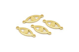 Gold Eye Charm, 12 Gold Plated Brass Eye Connectors With 2 Loops, Pendants, Earrings (18x7x1mm) D1143 Q0875
