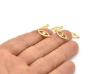 Gold Eye Charm, 12 Gold Plated Brass Eye Connectors With 2 Loops, Pendants, Earrings (18x7x1mm) D1143 Q0875