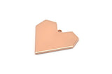 Rose Gold Heart Charm, 4 Rose Gold Plated Brass Heart Charms With 1 Hole, Earrings, Findings (19x20x1mm) D1250 Q0886