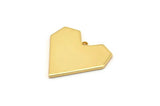 Gold Heart Charm, 4 Gold Plated Brass Heart Charms With 1 Hole, Earrings, Findings (19x20x1mm) D1250 Q0886