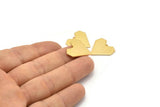 Gold Heart Charm, 4 Gold Plated Brass Heart Charms With 1 Hole, Earrings, Findings (19x20x1mm) D1250 Q0886