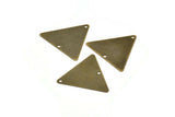 Brass Triangle Charm, 20 Antique Brass Triangle Charms With 2 Holes (22x25mm) K102
