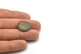 Vintage Textured Connector, 10 Antique Brass Round Connectors, Charms, Pendant, Findings (20mm) Pen 390 K055