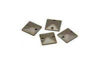 Brass Cambered Charms, 50 Antique Brass Square Cambered with 2 Holes Connectors, Findings, Charms  (9mm) Pen 498  K122