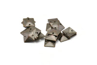 Brass Cambered Charms, 50 Antique Brass Square Cambered with 2 Holes Connectors, Findings, Charms  (9mm) Pen 498  K122