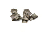 Brass Cambered Charms, 50 Antique Brass Square Cambered with 2 Holes Connectors, Findings, Charms  (9mm) Pen 498  K122
