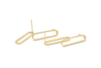 Altın Oval Küpe, 8 Altın Kaplama Pirinç Oval Küpe (25x6x1mm) BS 1735 A1770