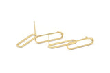 Altın Oval Küpe, 8 Altın Kaplama Pirinç Oval Küpe (25x6x1mm) BS 1735 A1770