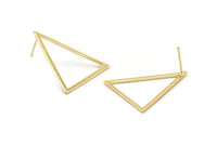 Gold Triangle Earring, 4 Gold Plated Brass Triangle Stud Earrings (34x34x27mm) Bs-1306 A1748