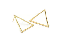 Gold Triangle Earring, 4 Gold Plated Brass Triangle Stud Earrings (34x34x27mm) Bs-1306 A1748