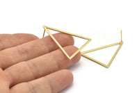 Gold Triangle Earring, 2 Gold Plated Brass Triangle Stud Earrings (39x39x31mm) Bs-1308 A1738