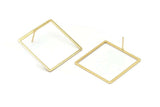 Gold Square Earring, 2 Gold Plated Brass Square Stud Earrings (35mm) Bs 1309 A1758 H0904