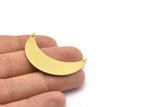 Brass Moon Charms, 10 Raw Brass Moons With 2 Holes, Necklace Horn Charm (44x14x0.80mm) Moon16