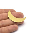 Brass Moon Blank, 4 Raw Brass Crescent Moon Blanks (44x13x0.80mm) Moon15