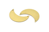 Brass Horn Blank, 10 Raw Brass Moons with 2 Holes,  (36x15x0.80mm) Moon12