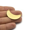 Brass Horn Blank, 10 Raw Brass Moons with 2 Holes,  (36x15x0.80mm) Moon12