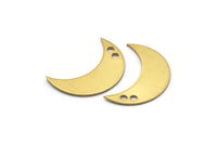 Brass Moon Charm, 10 Raw Brass Moons with 2 Holes, (25x9x0.80mm) Moon3