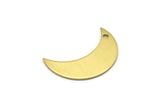 Crescent Necklace Charm, 10 Raw Brass Crescent Moon Charms with 1 Hole (25x9x0.80mm) Moon1