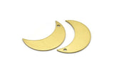 Crescent Necklace Charm, 10 Raw Brass Crescent Moon Charms with 1 Hole (25x9x0.80mm) Moon1