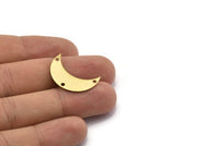 Moon Crescent Charm, 10 Raw Brass Moons with 3 Holes (25x9x0.80mm) Moon1