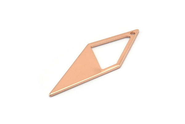 Rose Gold Diamond Charm, 6 Rose Gold Plated Brass Rhombus Charms With 1 Hole, Earrings, Findings (33x12x10,80m) D0670 Q0767