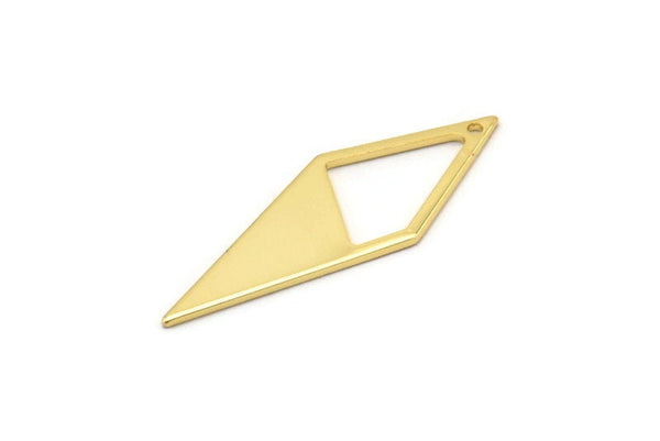 Gold Diamond Charm, 6 Gold Plated Brass Rhombus Charms With 1 Hole, Earrings, Findings (33x12x10,80m) D0670 Q0767