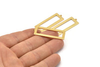 Gold Rectangle Charm, 2 Gold Plated Brass Rectangle Charms With 1 Loop, Earrings, Pendants, Findings (40x15x1mm) D0682 H0930