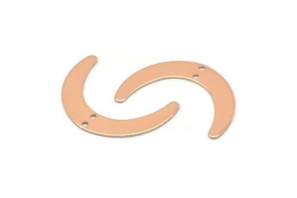 Gül Altın Ay Tılsımı, 2 Delikli 6 Gül Altın Kaplama Pirinç Hilal Ay Tılsımı, Bağlantı Parçaları (28x19x0,60 mm) D913 Q0781