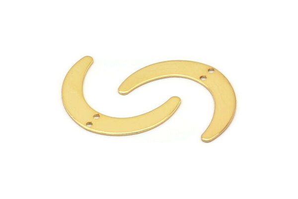 Altın Ay Tılsımı, 2 Delikli 6 Altın Kaplama Pirinç Hilal Ay Tılsımı, Bağlantı Parçaları (28x19x0,60 mm) D913 Q0781