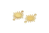 Gold Sun Charm, 24 Gold Plated Brass Sun Charms With 2 Loops, Connectors (18x13x0.50mm) D0570 H0881
