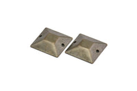 Pyramid Antique Brass Connector, 10 Antique Brass Squares With 2 Holes, Pyramid Connectors, Findings (16mm) K127